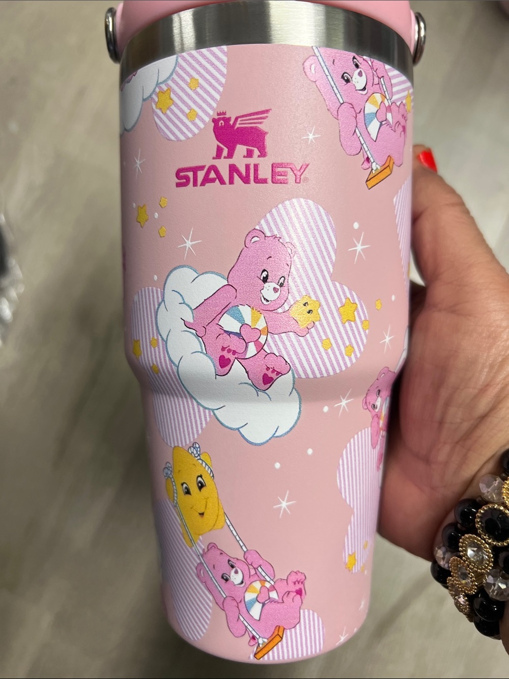 Stanley Pink Care Bears Kids Stainless Tumbler with Yellow Star Accents